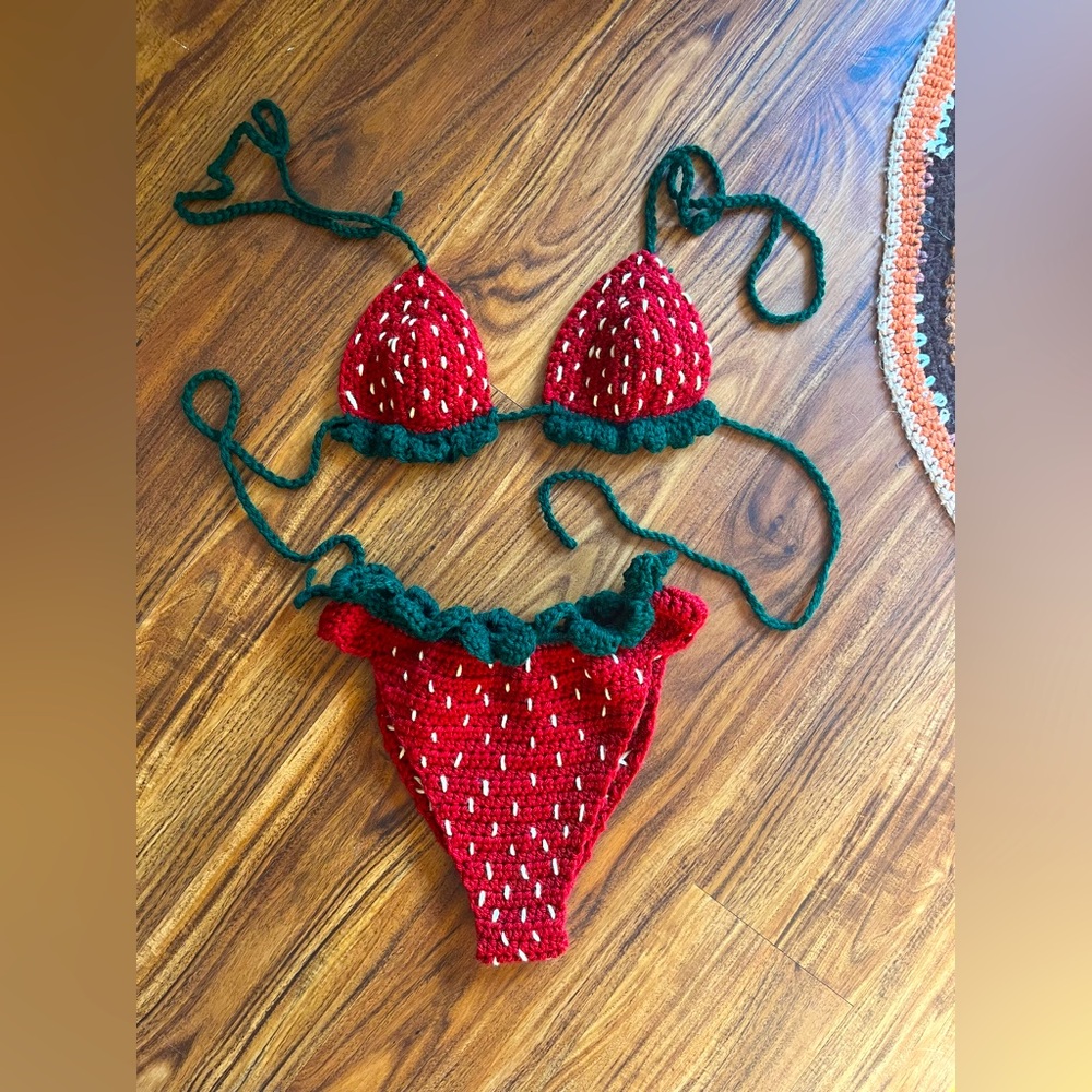 Handmade Crochet Strawberry Swimsuit!!